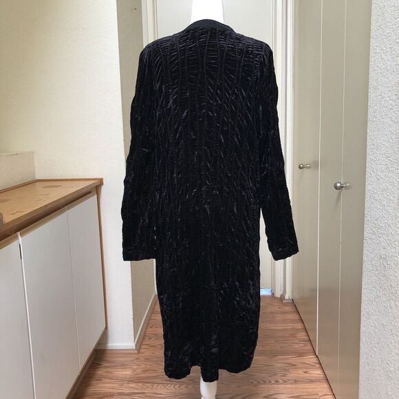 LOGO Lori Goldstein Duster Large Textured Velvet Cardigan Lagenlook Regencycore - Picture 4 of 14